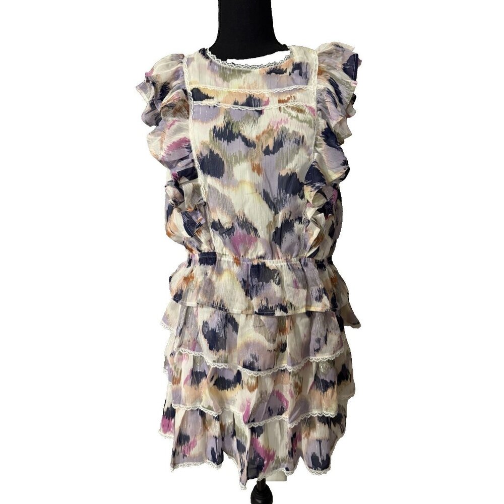 Spring & Mercer Colorful Smocked Tiered Ruffle Large Skirt Medium Top Set NEW - Picture 2 of 14